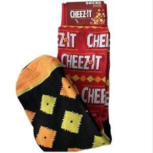 Cheez-It Cheez It Cheez its Crackers Novelty Crew Socks Mens Womens 2 Pairs